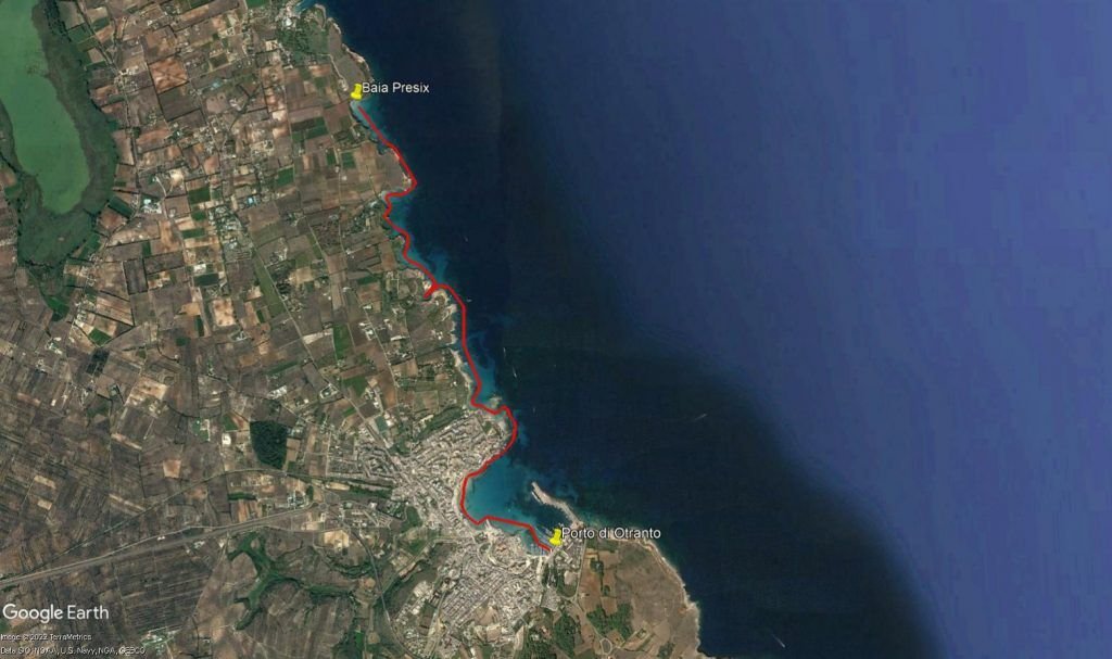 percorso in kayak da Otranto a Baia Presix